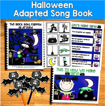 Halloween Adapted Song Book | Vocabulary Wh Questions Sequencing | SLP SPED