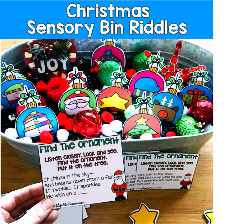 Christmas Sensory Bin Riddles | Hey Riddle Riddle Inferencing | SLP SPED Autism