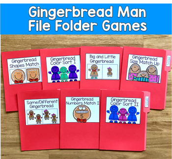 Gingerbread Man File Folder Games | Christmas Winter Matching | SLP SPED Autism