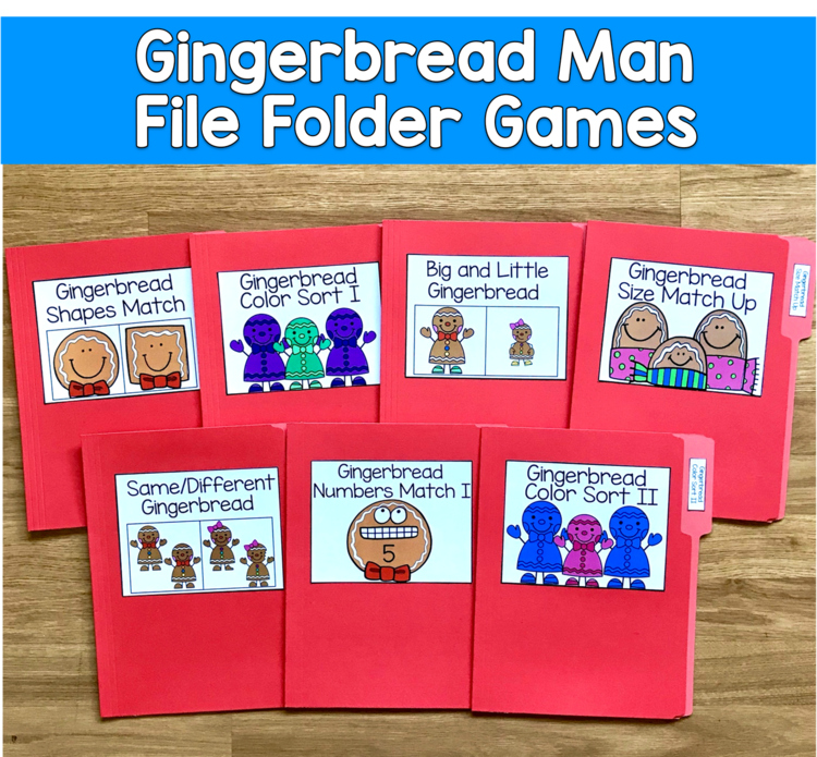 Gingerbread Man File Folder Games | Christmas Winter Matching | SLP SPED Autism