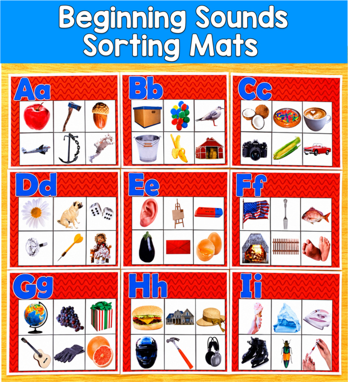 Beginning Sounds Sorting Mats Real Photos | Phonics | SLP SPED Autism PreK