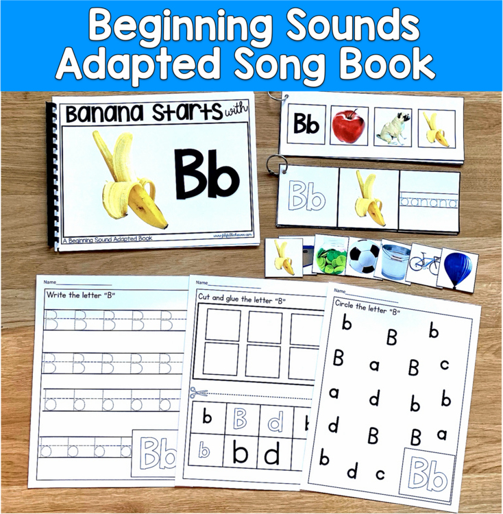 Letter B Beginning Sounds Adapted Book | Real Photos Song | SLP SPED Autism PreK
