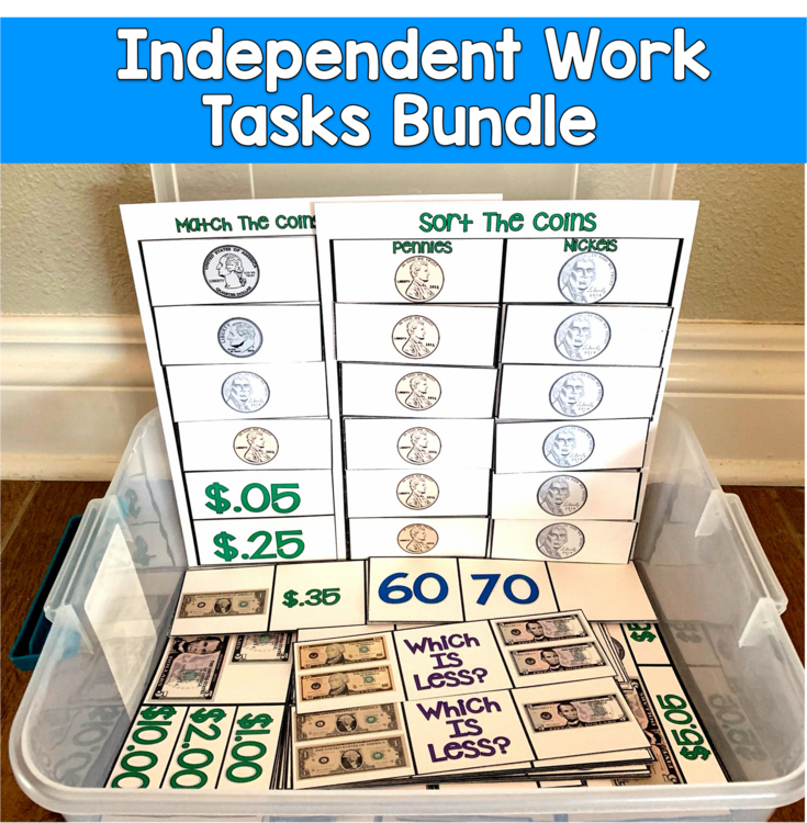 Money Skills Independent Work Tasks| Counting Coins Dollars | SPED Autism Math