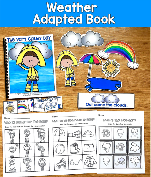 Weather Adapted Book | Prepositions Sequencing Wh Questions | SLP SPED Autism