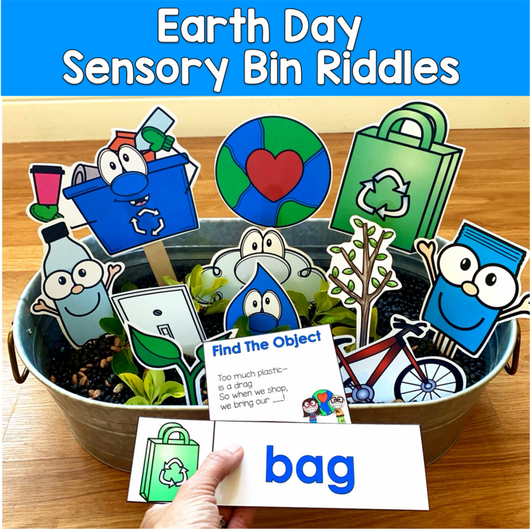 Earth Day Sensory Bin Riddles | Hey Riddle Riddle Inferencing | SLP SPED Autism