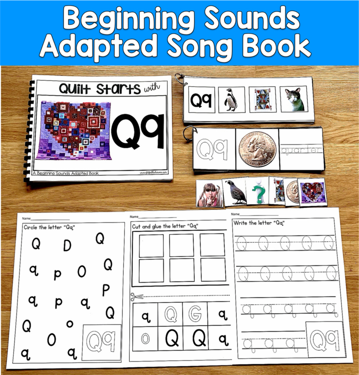 Letter Q Beginning Sounds Adapted Book | Real Photos Song | SLP SPED Autism PreK