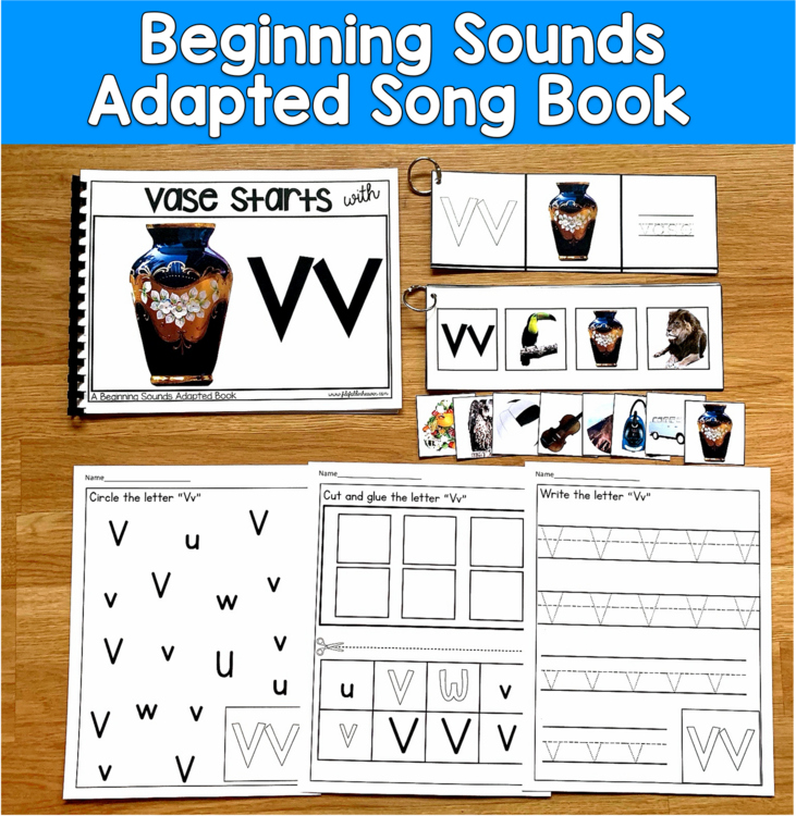 Letter V Beginning Sounds Adapted Book | Real Photos Song | SLP SPED Autism PreK
