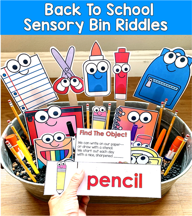 Back to School Sensory Bin Riddles | Hey Riddle Riddle Inferencing | SLP SPED