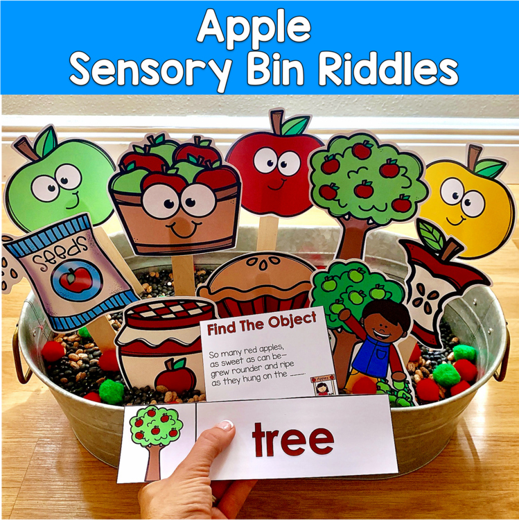 Apple Sensory Bin Riddles | Hey Riddle Riddle Inferencing | SLP SPED Autism PreK