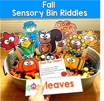 Fall Sensory Bin Riddles | Hey Riddle Riddle Inferencing | SLP SPED Autism PreK
