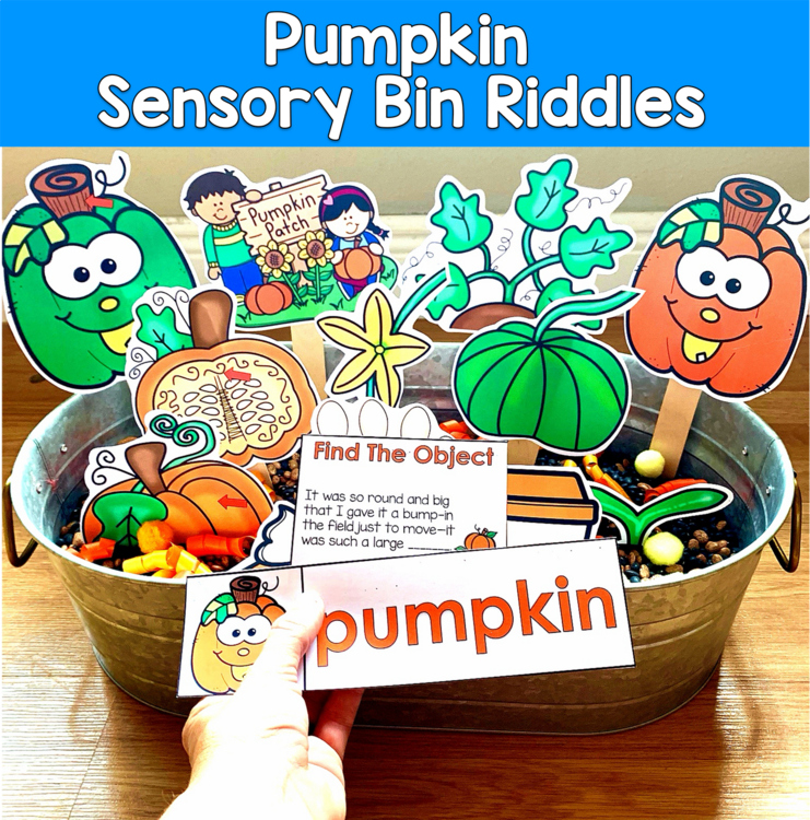 Pumpkin Sensory Bin Riddles | Hey Riddle Riddle Inferencing | SLP SPED Autism