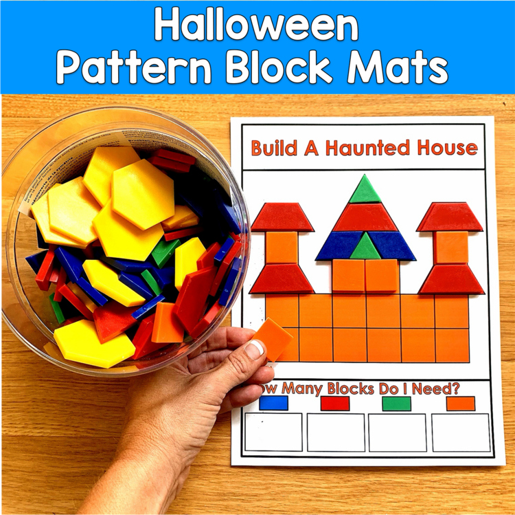 Halloween Pattern Block & Pom Pom Mats | Fine Motor Describing Features | OT SLP