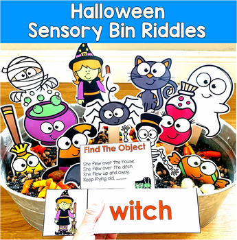 Halloween Sensory Bin Riddles | Hey Riddle Riddle Inferencing | SLP SPED Autism