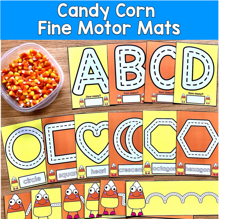 Candy Corn Fine Motor Mats | Letters Shapes Lines | Halloween OT SPED Autism