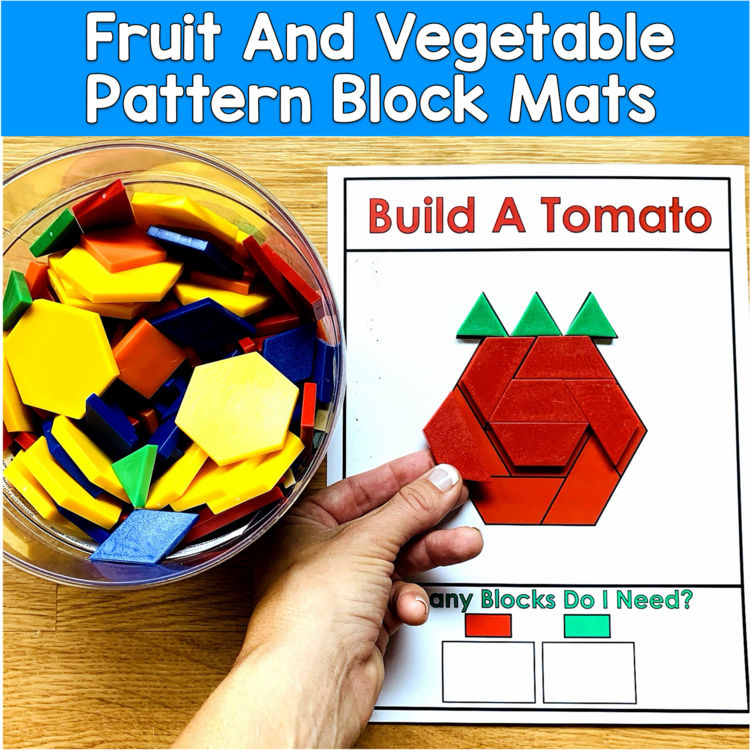 Fruits & Vegetables Pattern Block Mats | Fine Motor Counting | SPED Autism OT