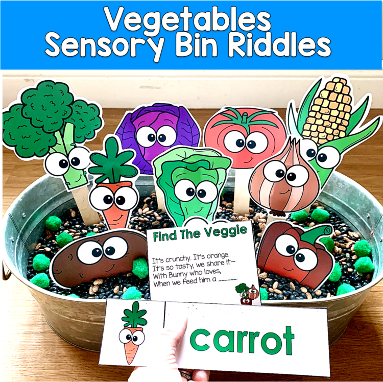 Vegetable Activities: "Hey Riddle Riddle" Sensory Bin Riddles