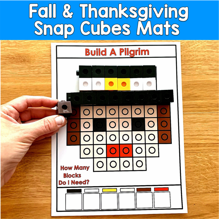 Fall & Thanksgiving Snap Cubes Mats | Counting Colors Fine Motor | Math OT SPED