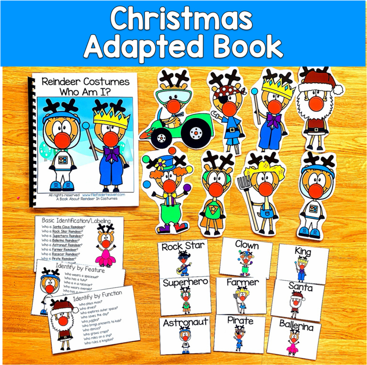 Christmas Adapted Book | Core Word Who Inferencing WH Questions | SLP SPED