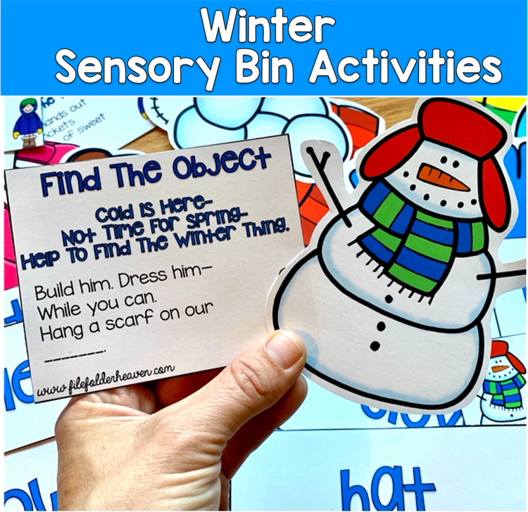 Winter Activities | Hey Riddle Riddle Sensory Bin Riddles | SLP SPED Autism PreK