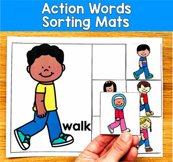 Action Words Verbs Sorting Mats | 14 Verbs Vocabulary | SLP SPED Autism Speech