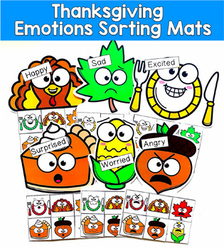 Thanksgiving Emotions Sorting Mats | Identifying Feelings | SLP SPED Autism SEL