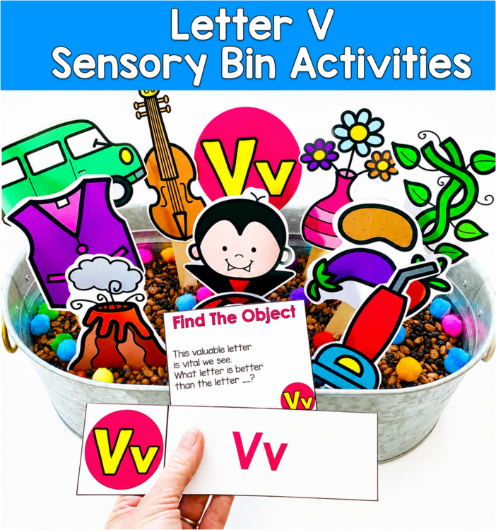 Letter V Activities | Hey Riddle Riddle Sensory Bin Riddles | SLP SPED Autism
