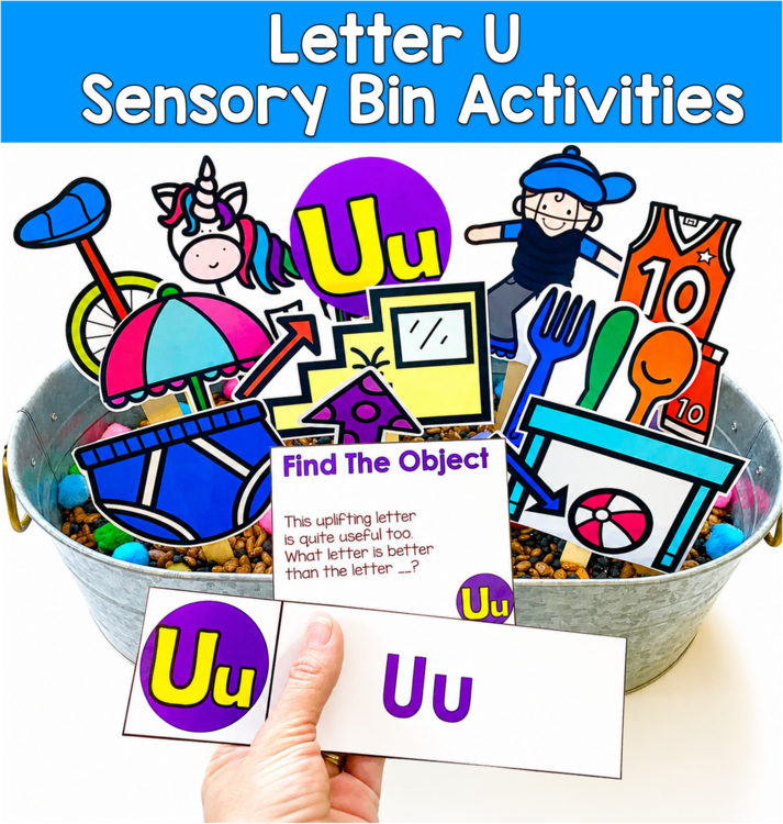 Letter U Activities | Hey Riddle Riddle Sensory Bin Riddles | SLP SPED Autism