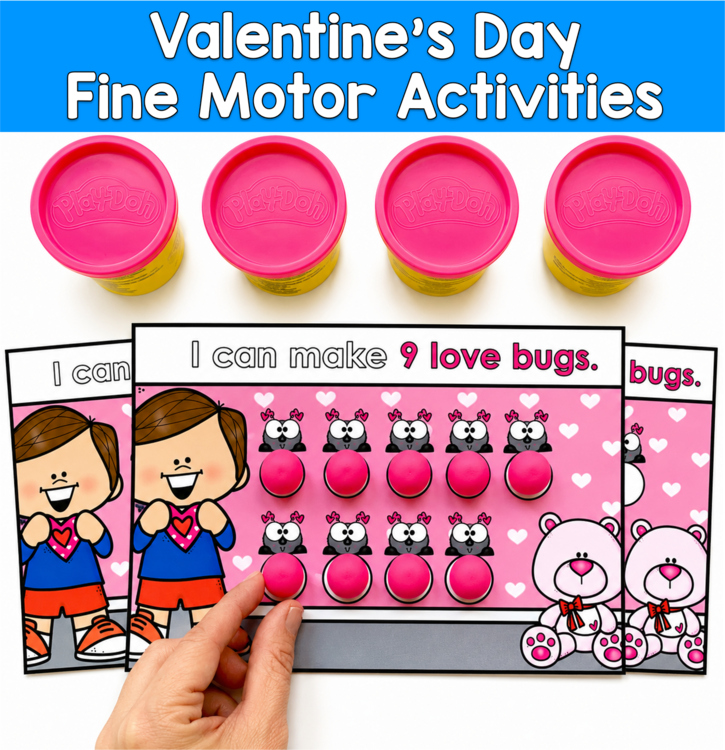 Valentine's Day Fine Motor Task Cards | Counting Colors | PreK SPED Autism OT