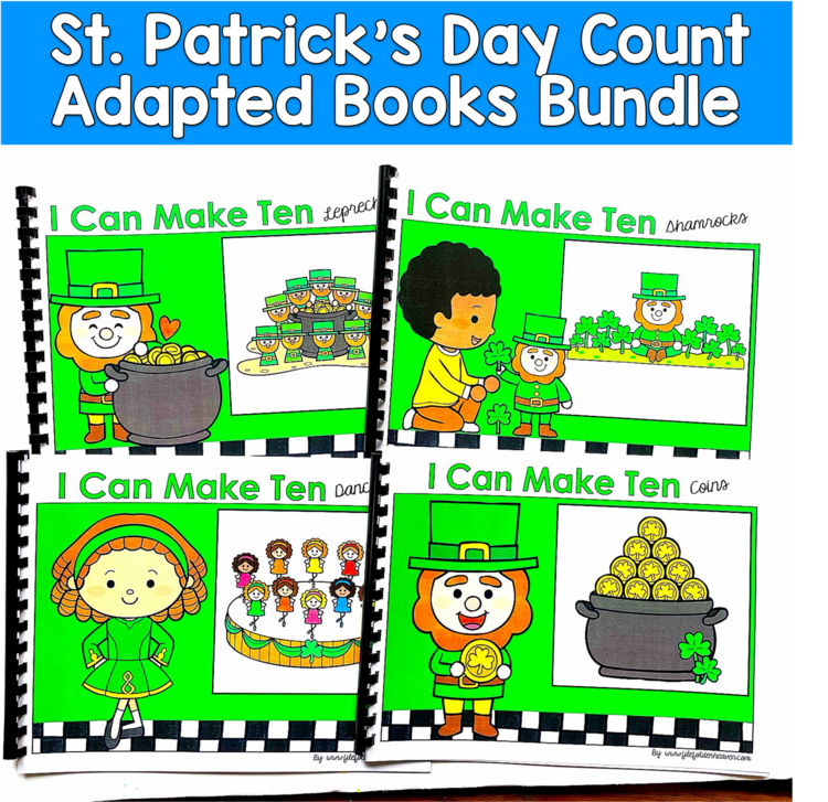 St Patrick's Day Count & Draw Adapted Books Bundle | Making 10 | Math PreK SPED
