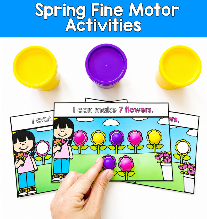 Spring Fine Motor Task Cards | Counting Colors Shapes | PreK SPED Autism OT