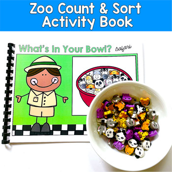 Zoo Animals Mini Erasers Count & Sort Book | Math Patterns | SLP SPED Autism OT