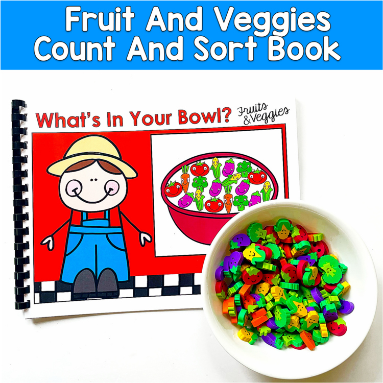 Fruit & Veggie Count & Sort Activity Book | Counting Patterns Math | PreK SPED