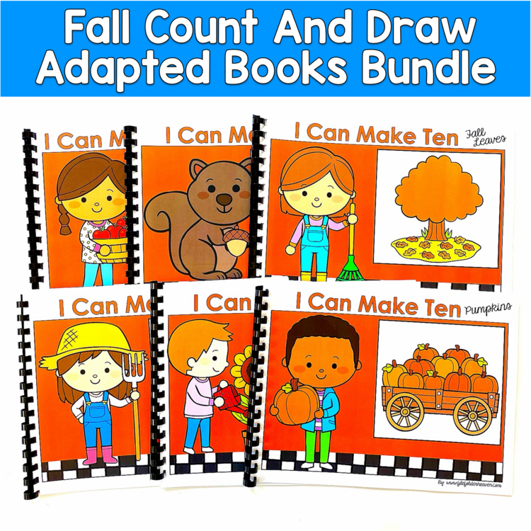 Fall Count & Draw Adapted Books Bundle | Making Ten | Math SLP SPED Autism