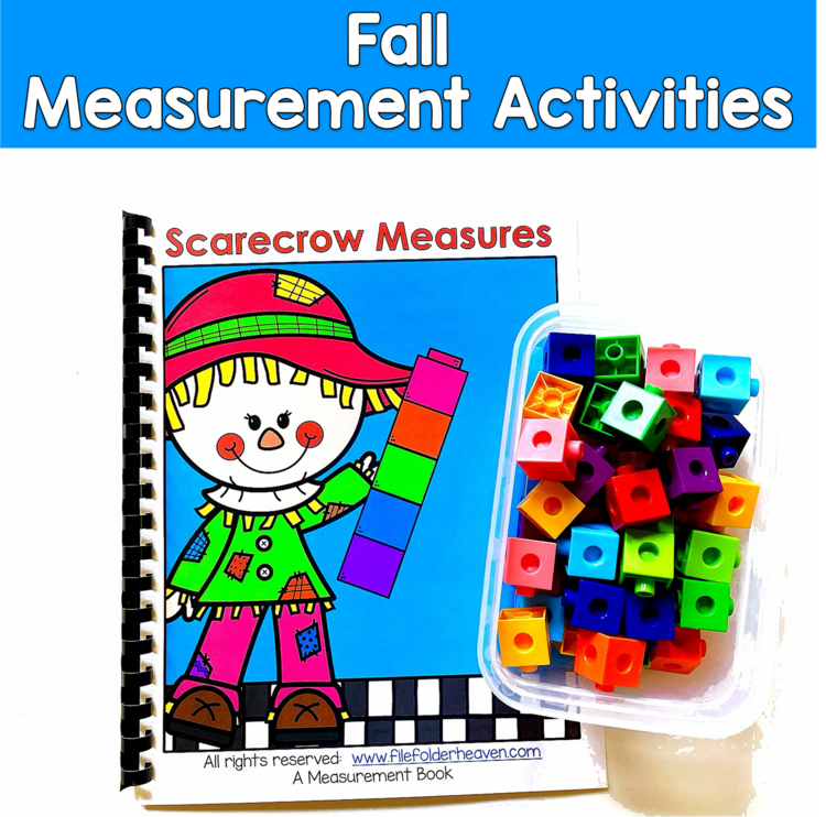 Fall Measurement Activity | Scarecrow Snap Cubes Ruler | Math PreK SPED Autism