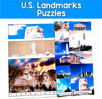 US Landmarks Number Puzzles Real Photos | 20 Landmarks 2 Levels | SPED Autism