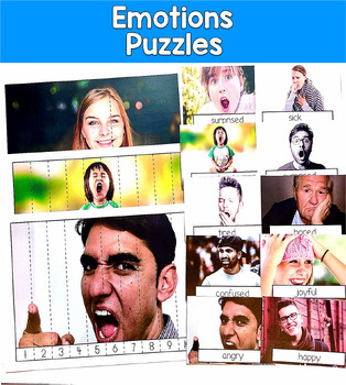 Emotions Number Puzzles Real Photos | Feelings 2 Levels | SLP SPED Autism SEL