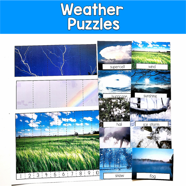 Weather Number Puzzles Real Photos | 18 Types 2 Levels | SLP SPED Autism Science