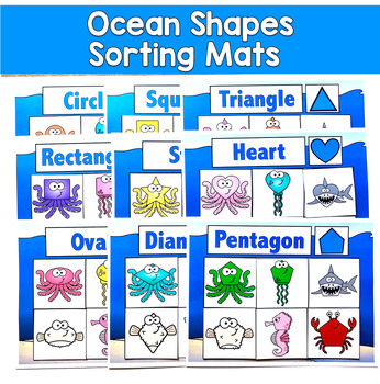 Ocean Shapes Sorting Mats | Shape Activities for Preschool Pre-K & Special Ed