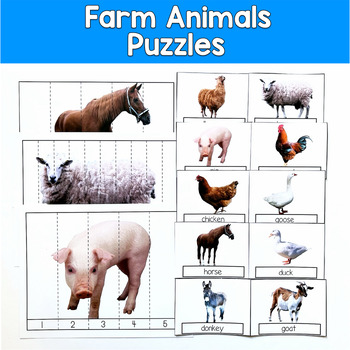 Farm Animals Number Puzzles Real Photos | 11 Animals 2 Levels | SLP SPED Math