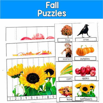 Fall Number Puzzles Real Photos | 12 Photos 2 Levels | SLP SPED Autism Math