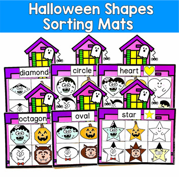 Halloween Shape Sorting Mats | Identify & Sort 2D Shapes | SLP SPED Autism PreK