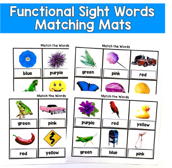 Functional Sight Words Color Words Matching Mats | Real Photos | SLP SPED Autism
