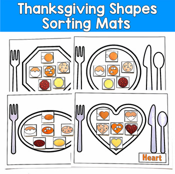 Thanksgiving Shape Sorting Mats | 2D Shapes 13 Mats | SLP SPED Autism PreK