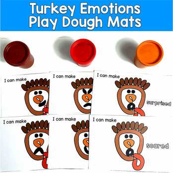 Turkey Emotions Play Dough Mats | Feelings SEL Fine Motor | PreK SPED Autism OT