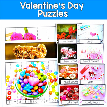 Valentine's Day Number Puzzles Real Photos | Sequencing 1-10 | SLP SPED Math
