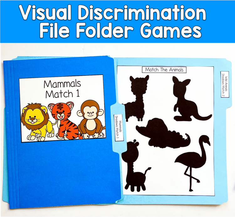 Visual Discrimination File Folder Games | Animal Shadow Matching | OT SLP SPED