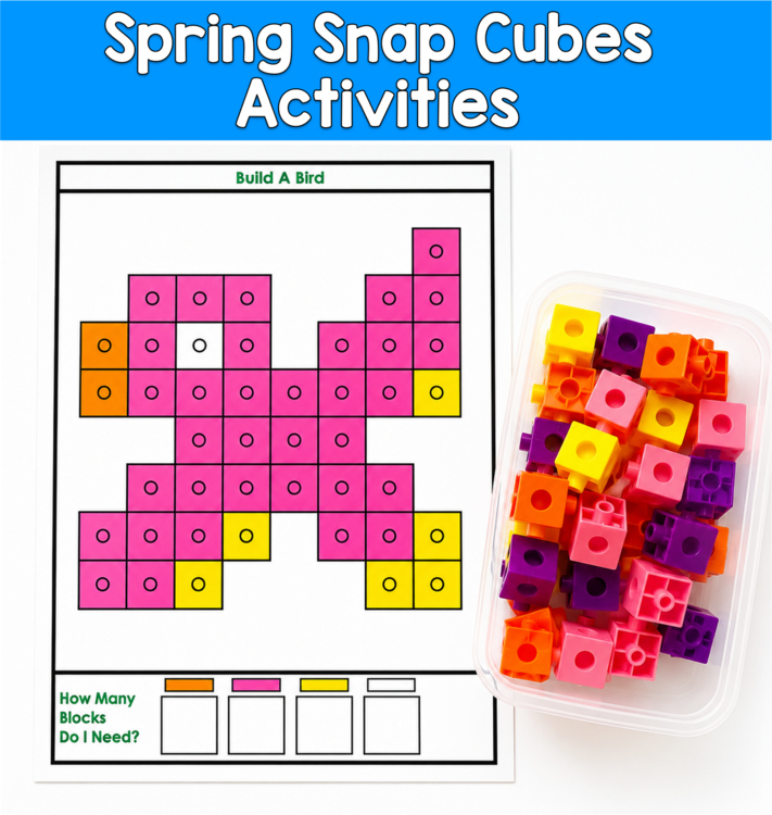 Spring Snap Cubes | Fine Motor Counting Math Centers | PreK K SPED Autism OT