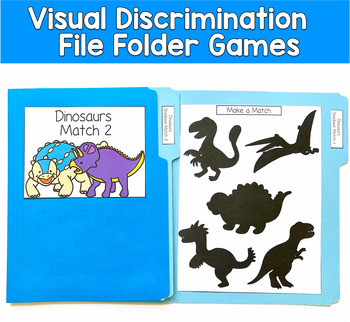 Dinosaur Visual Discrimination File Folder Games | Shadow Matching | OT SLP SPED