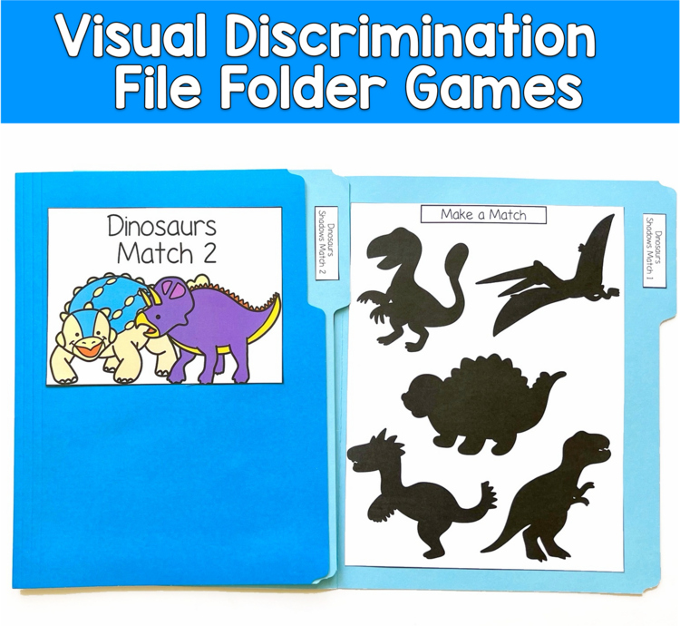 Dinosaur Visual Discrimination File Folder Games | Shadow Matching | OT SLP SPED