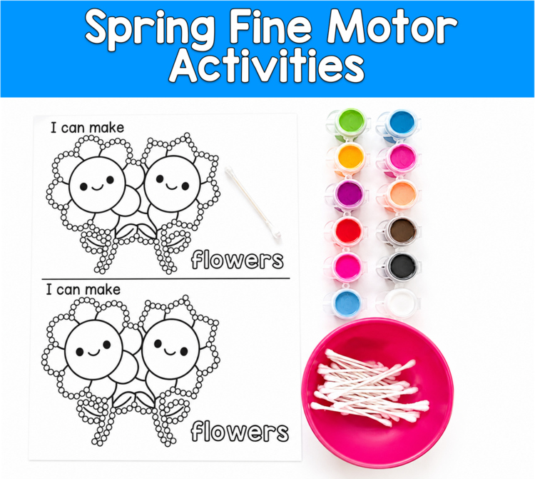 Spring Q-Tip Painting Fine Motor | Centers Morning Tubs | PreK SPED Autism OT